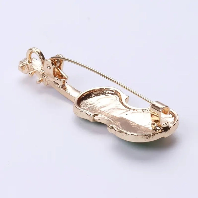 Violin Brooch Gold and Green