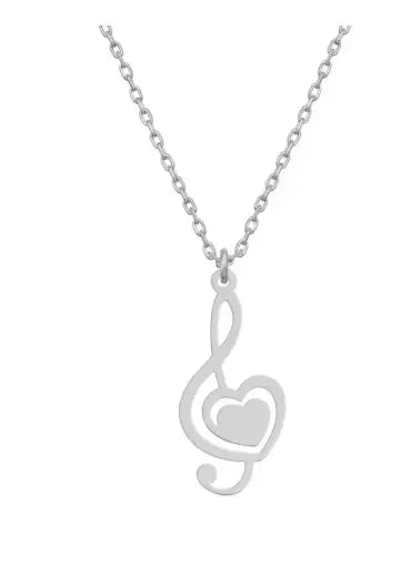 Silver Treble Clef Pendant and Chain