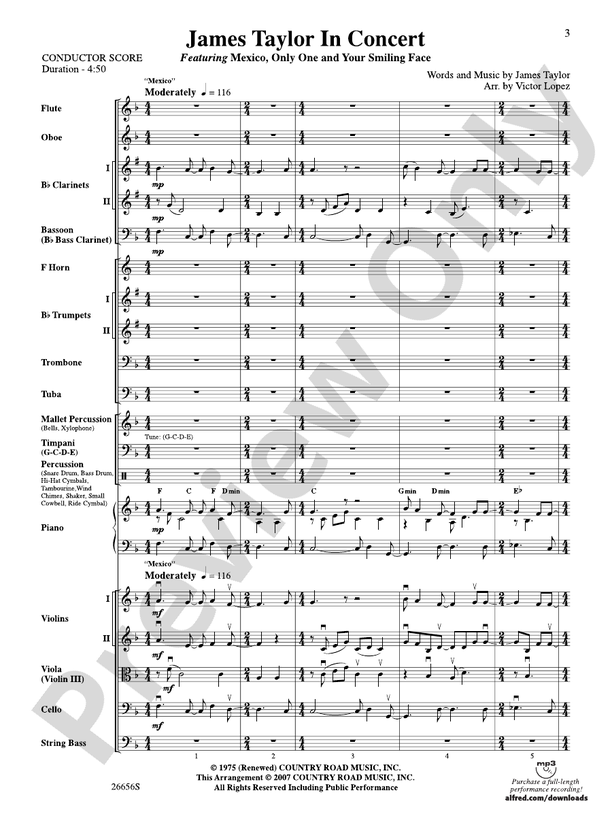 James Taylor in Concert – Full Orchestra Conductor Score & Parts (Digital Download)