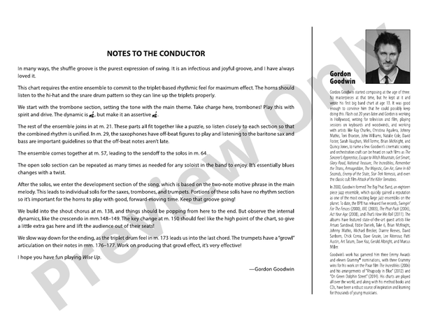 Wise Up – Jazz Ensemble Conductor Score & Parts (Digital Download)