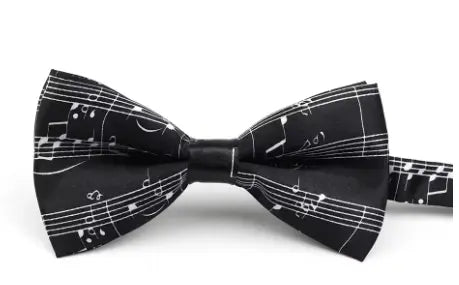 Black Bow Tie with White Manuscript.