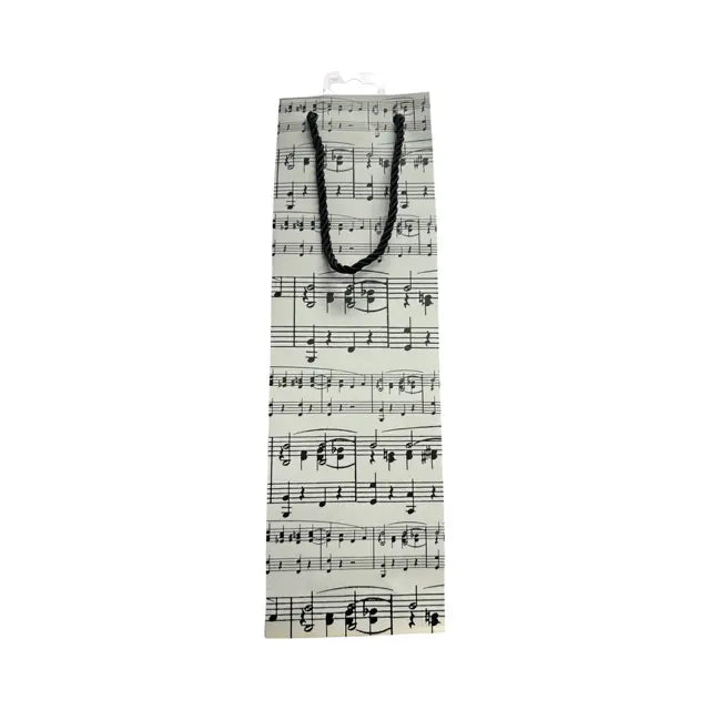 Music Themed Wine Bottle Gift Bag White with Black Manuscript