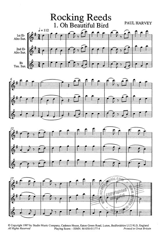 ROCKING REEDS FOR 2 ALTO/1 TENOR SAX [PLAYING SCORE] - HARVEY - SAXOPHONE - STUDIO