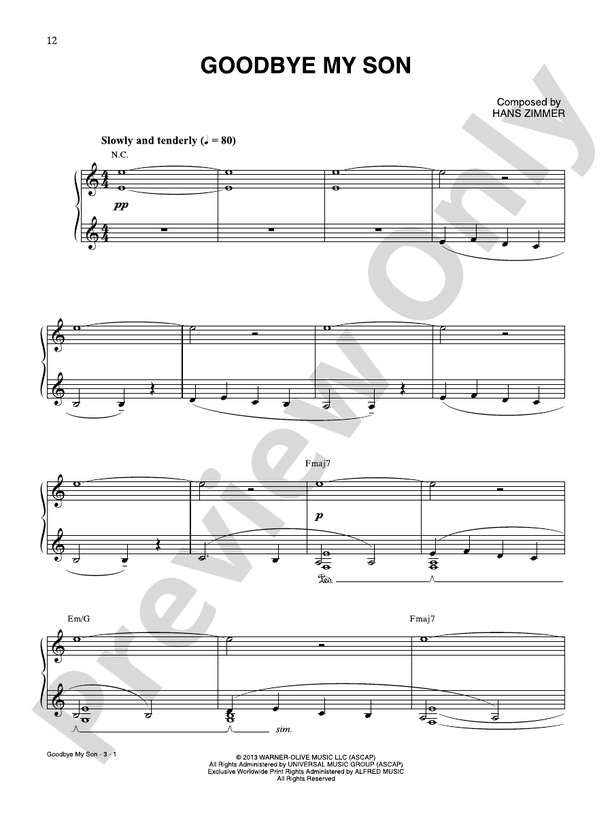 Goodbye My Son (from Man of Steel) - Piano (Digital Download)