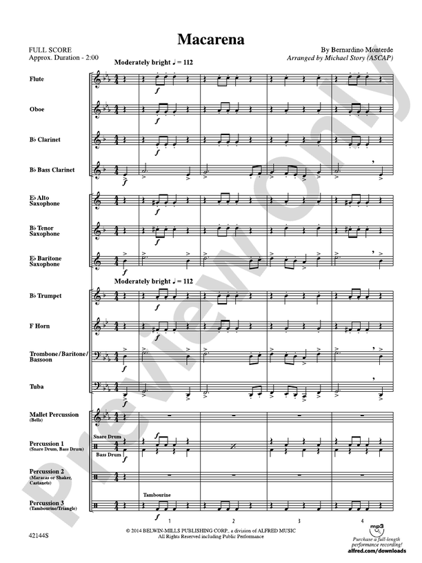 Macarena - Concert Band Conductor Score & Parts (Digital Download)