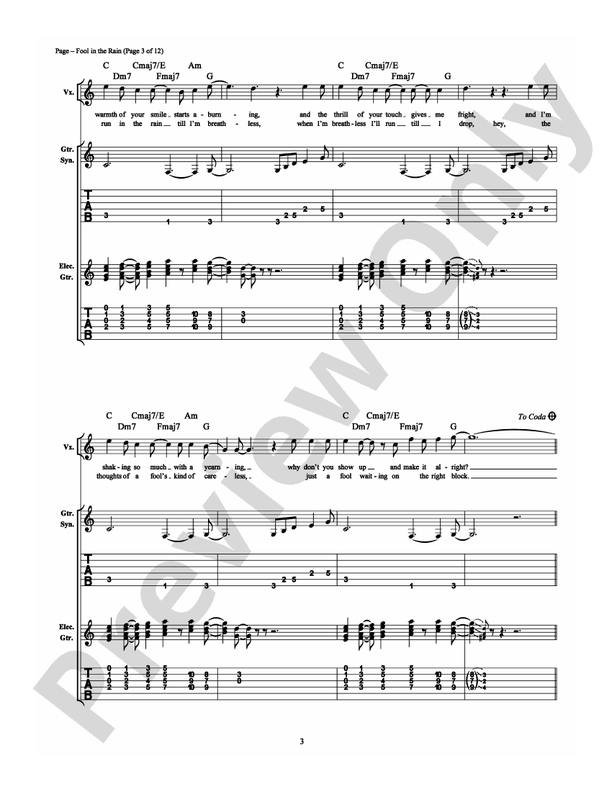 Fool in the Rain - Guitar TAB (Digital Download)
