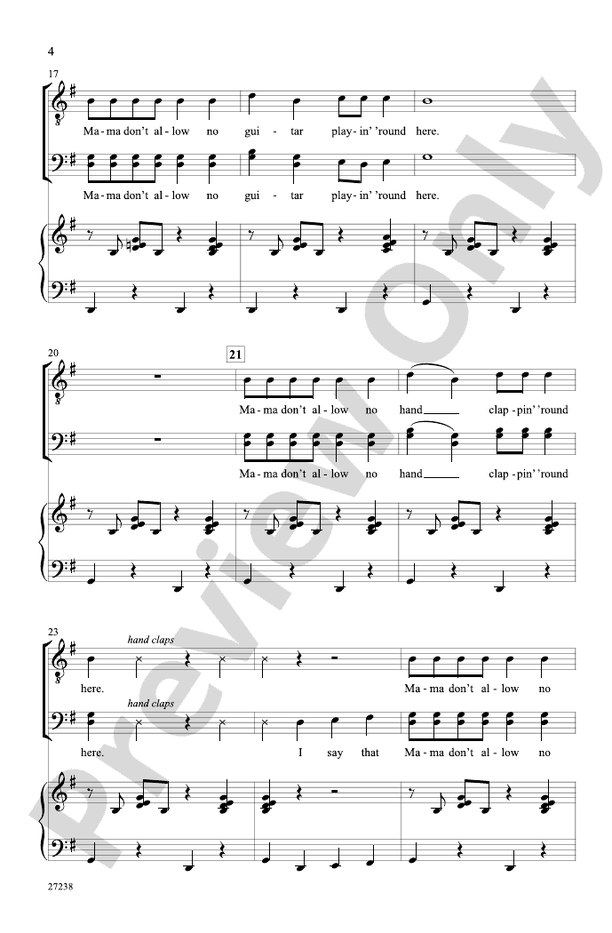 Mama Don't Allow – TBB Choral Octavo (Digital Download)