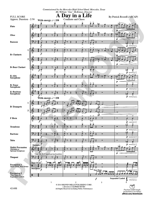 A Day in a Life (Grade 2) - Concert Band Conductor Score & Parts (Digital Download)