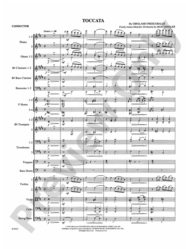 Toccata – Full Orchestra Conductor Score & Parts (Digital Download)