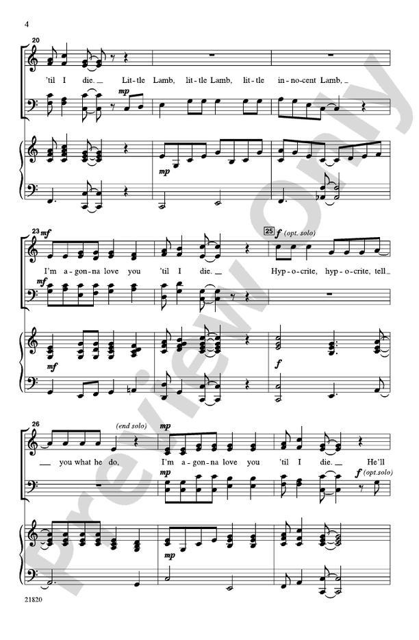 Little Innocent Lamb – SATB Choral Octavo (Digital Download)