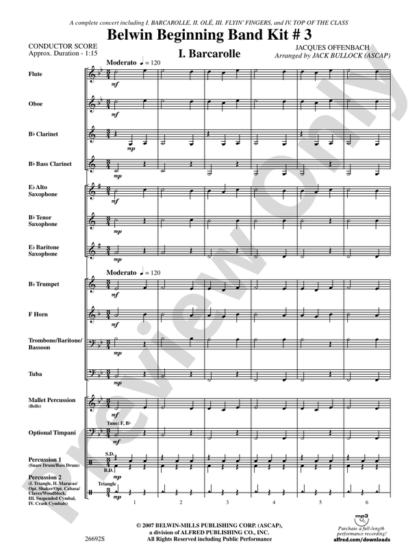 Belwin Beginning Band Kit #3 - Concert Band Conductor Score & Parts (Digital Download)