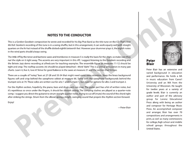 That's How We Roll (Grade 2) - Jazz Ensemble Conductor Score & Parts(Digital Download)