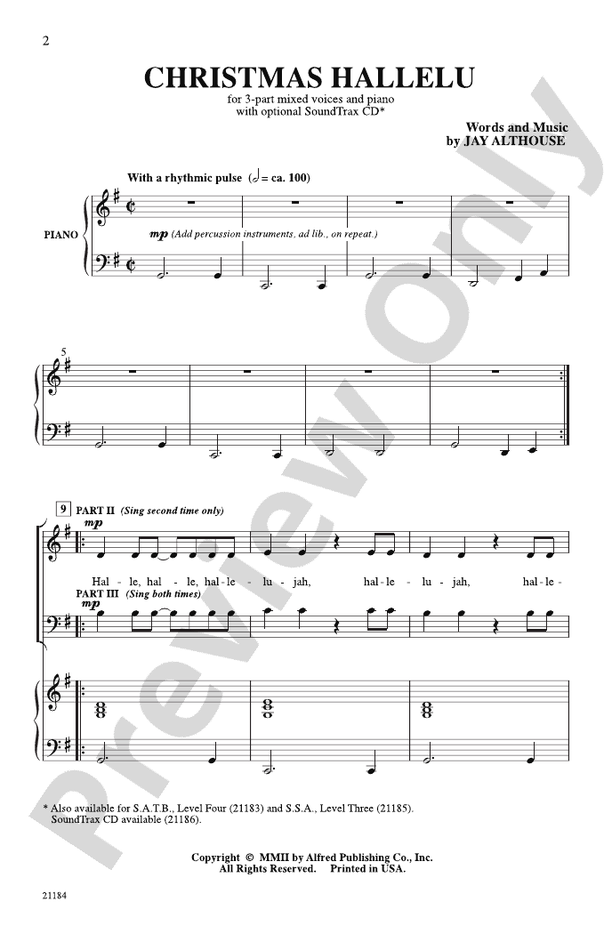 Christmas Hallelu – 3-Part Mixed Choral Octavo (Digital Download)