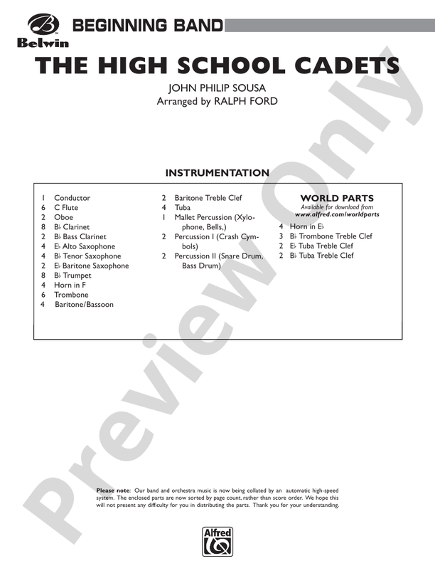 The High School Cadets - Concert Band Conductor Score & Parts (Digital Download)