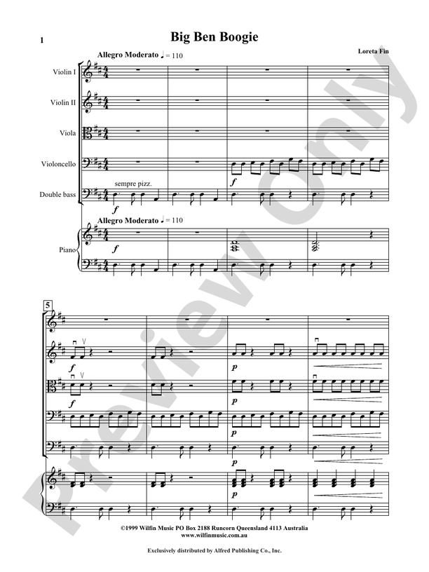 Big Ben Boogie - Loreta Fin – String Orchestra Conductor Score & Parts (Digital Download)