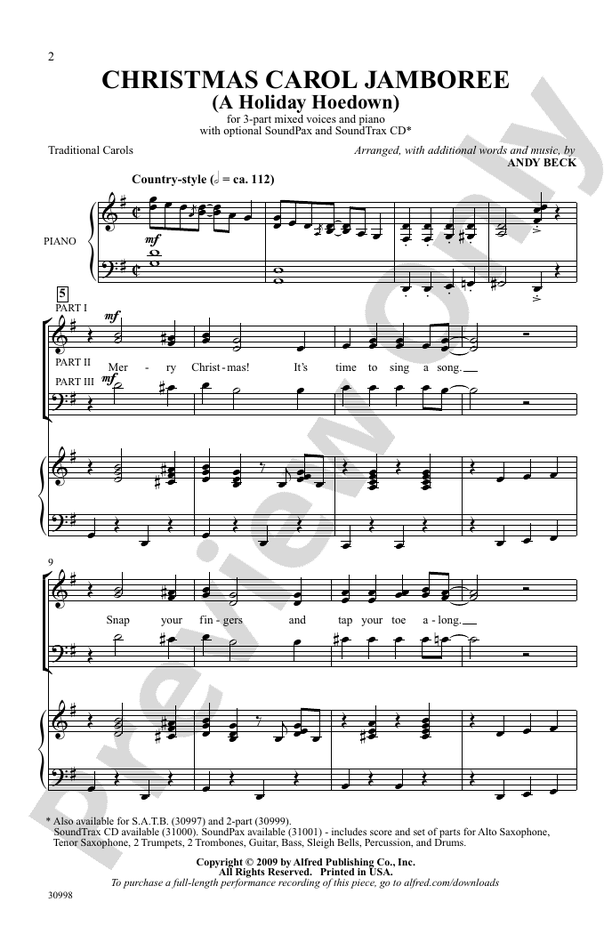 Christmas Carol Jamboree (A Holiday Hoedown) – 3-Part Mixed Choral Octavo (Digital Download)