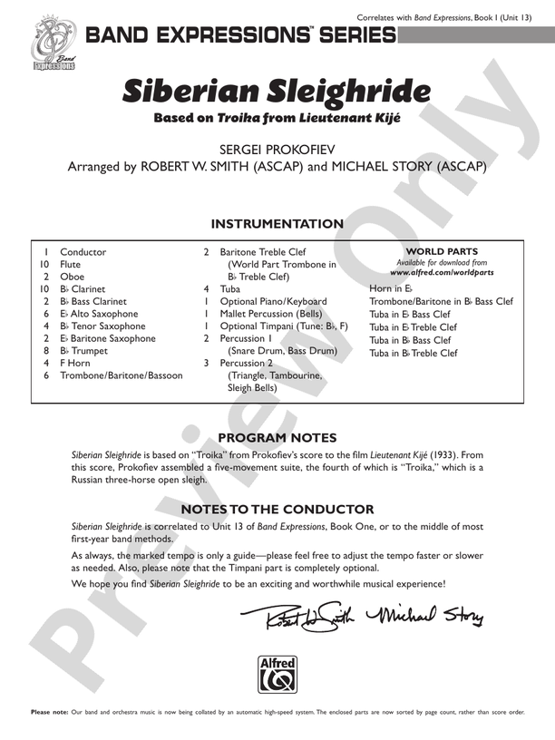 Siberian Sleighride - Concert Band Conductor Score & Parts (Digital Download)