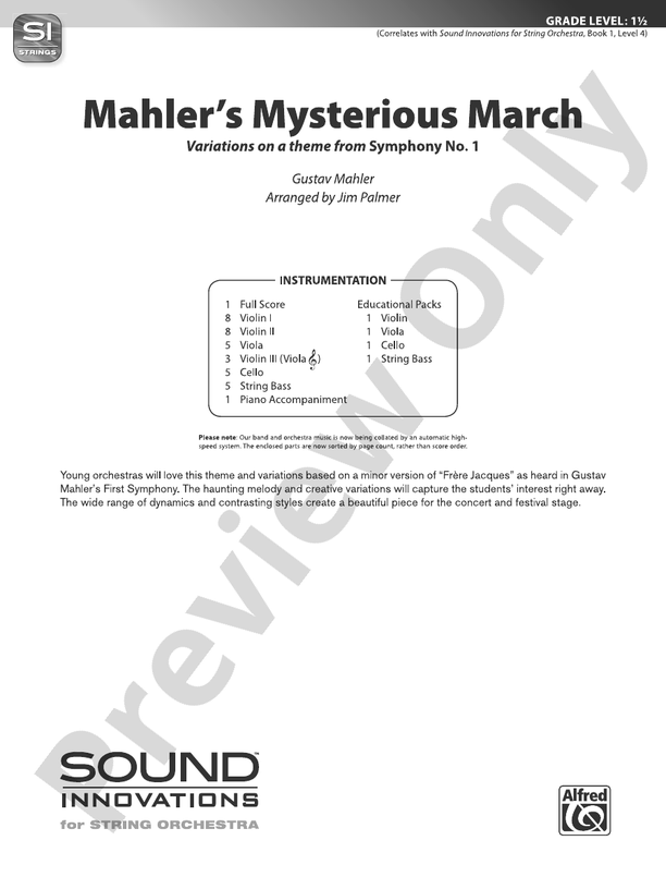 Mahler's Mysterious March - String Orchestra Conductor Score & Parts (Digital Download)