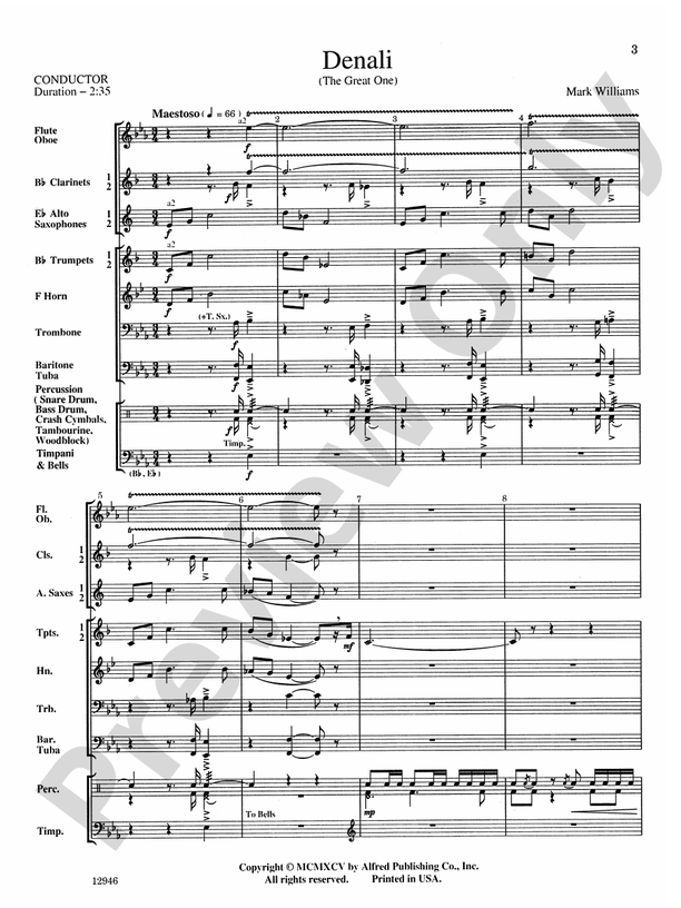 Denali (The Great One) - Concert Band Conductor Score & Parts (Digital Download)