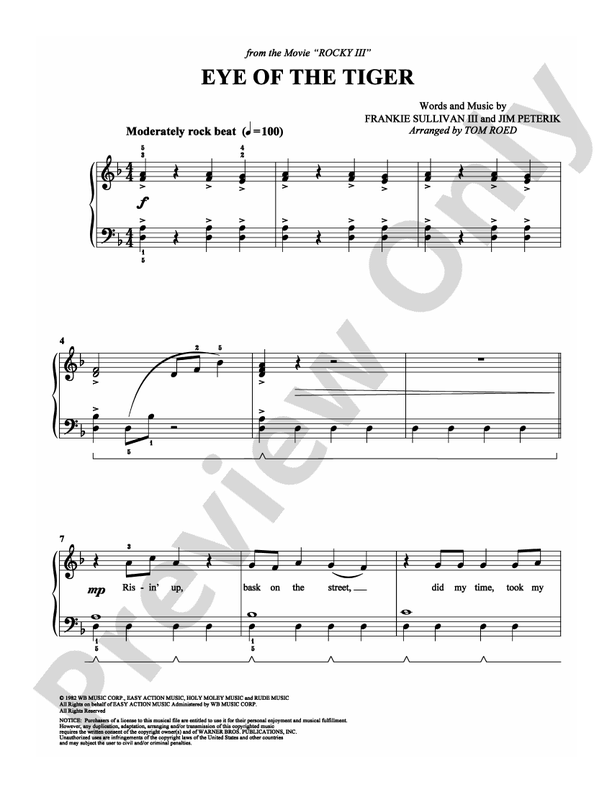 Eye of the Tiger - Arr. Tom Roed - Easy Piano (Digital Download)
