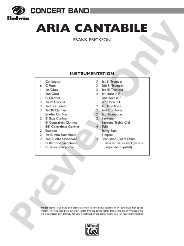 Aria Cantabile - Concert Band Conductor Score & Parts (Digital Download)