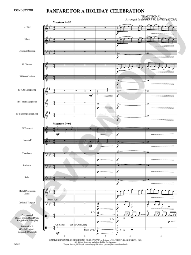 Fanfare for a Holiday Celebration - Concert Band Conductor Score & Parts (Digital Download)