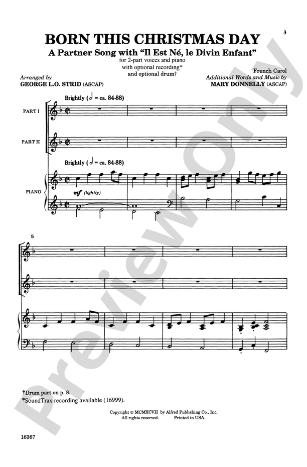 Born This Christmas Day (Il Est Né) – 2-Part Choral Octavo (Digital Download)