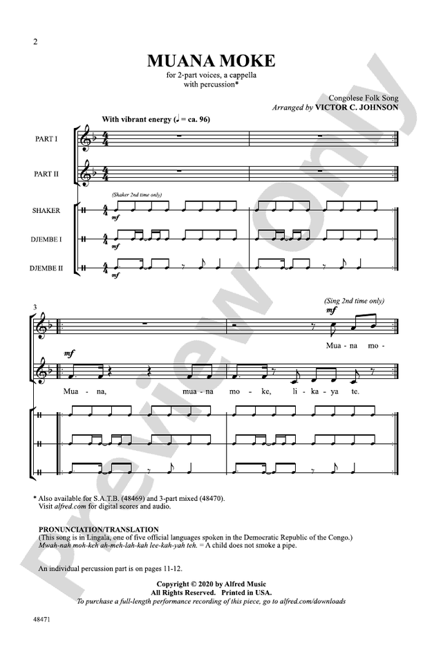 Muana Moke – 2-Part, a cappella Choral Octavo (Digital Download)