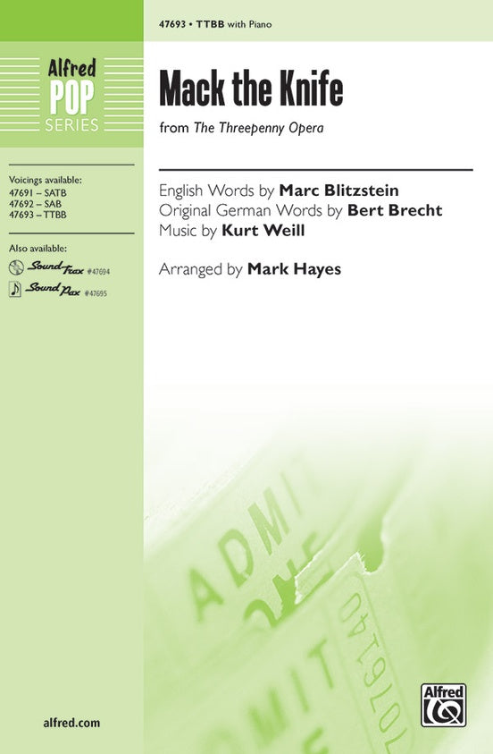 Mack the Knife – TTBB Choral Octavo (Digital Download)
