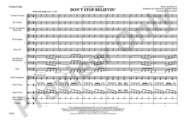 Don't Stop Believin' (Arr. Doug Adams) – Marching Band Conductor Score & Parts (Digital Download)
