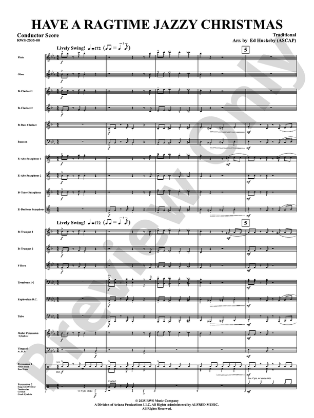 Have a Ragtime Jazzy Christmas - Concert Band Conductor Score & Parts(Digital Download)