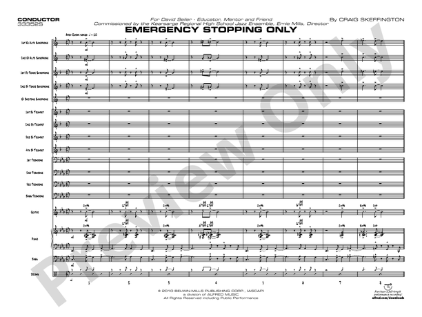 Emergency Stopping Only - Jazz Ensemble Conductor Score & Parts (Digital Download)