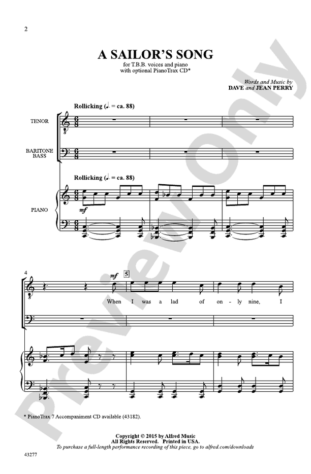 A Sailor's Song - TBB Choral Octavo (Digital Download)
