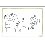 Greeting Card - silhouette of a pianist, violinist & audience. Bekking & Blitz.