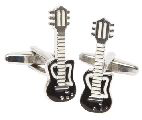 CUFFLINKS - in the shape of a Gibson guitar. Black & silver.