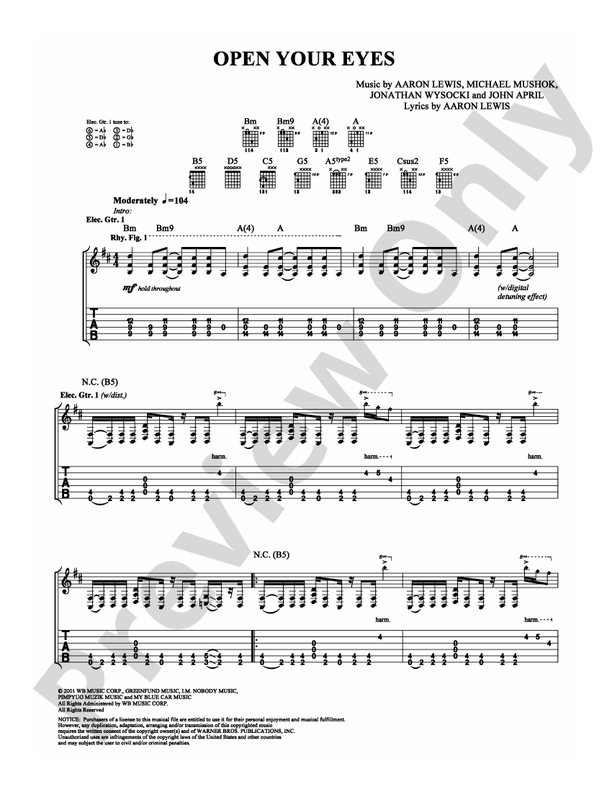 Open Your Eyes - Staind - Guitar TAB (Digital Download)