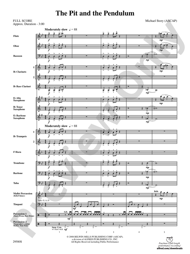The Pit and the Pendulum - Concert Band Conductor Score & Parts (Digital Download)