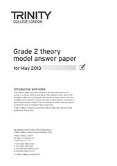 Theory Model Answer Paper 2013 Grade 2 (May Session) - Trinity College (Digital Download)