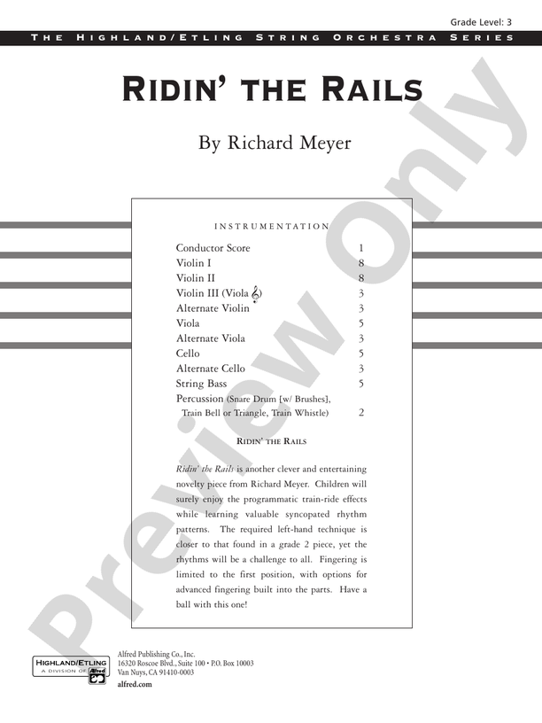 Ridin' the Rails – String Orchestra Conductor Score & Parts (Digital Download)