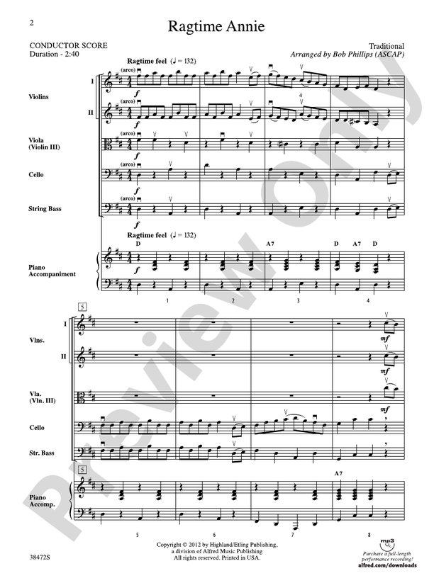 Ragtime Annie – String Orchestra Conductor Score & Parts (Digital Download)