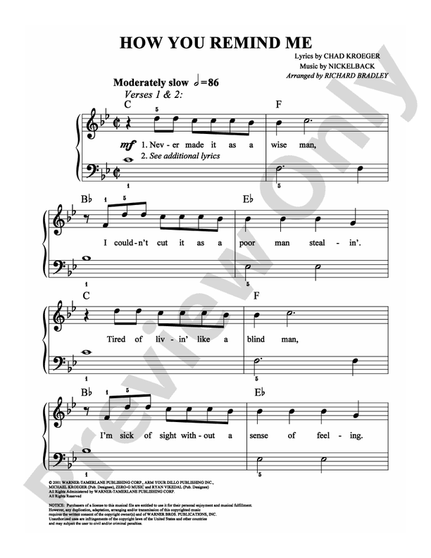 How You Remind Me - Arr. Richard Bradley (DSM-PS-0005160) - Easy Piano (Digital Download)