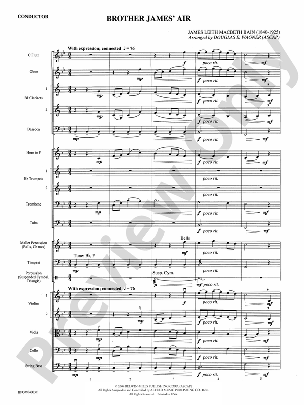 Brother James' Air – Ful Orchestra Conductor Score & Parts (Digital Download)