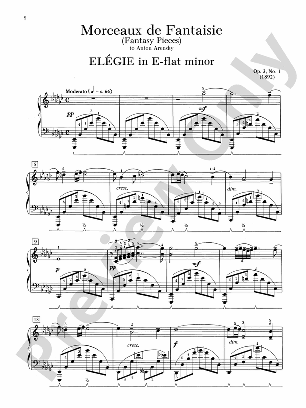 Rachmaninoff - Fantasy Pieces, Opus 3 - Piano (Digital Download)