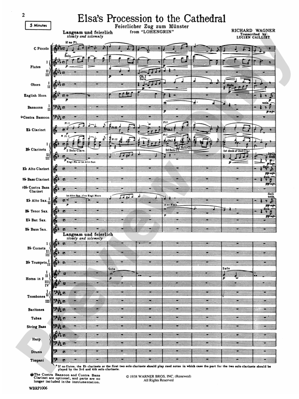 Elsa's Procession to the Cathedral - Concert Band Conductor Score & Parts (Digital Download)