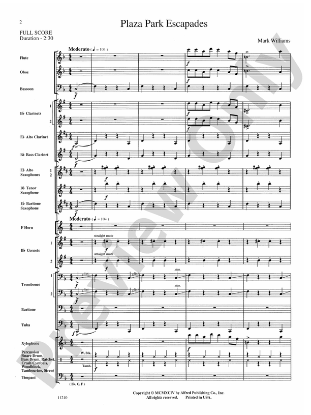 Plaza Park Escapades - Concert Band Conductor Score & Parts (Digital Download)