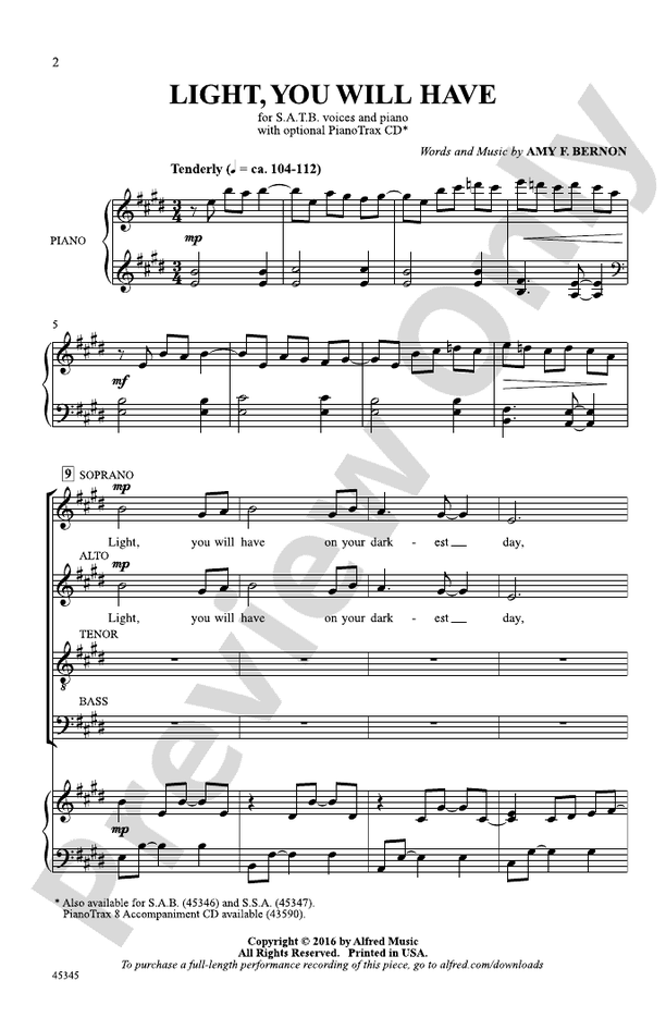 Light, You Will Have – SATB Choral Octavo (Digital Download)