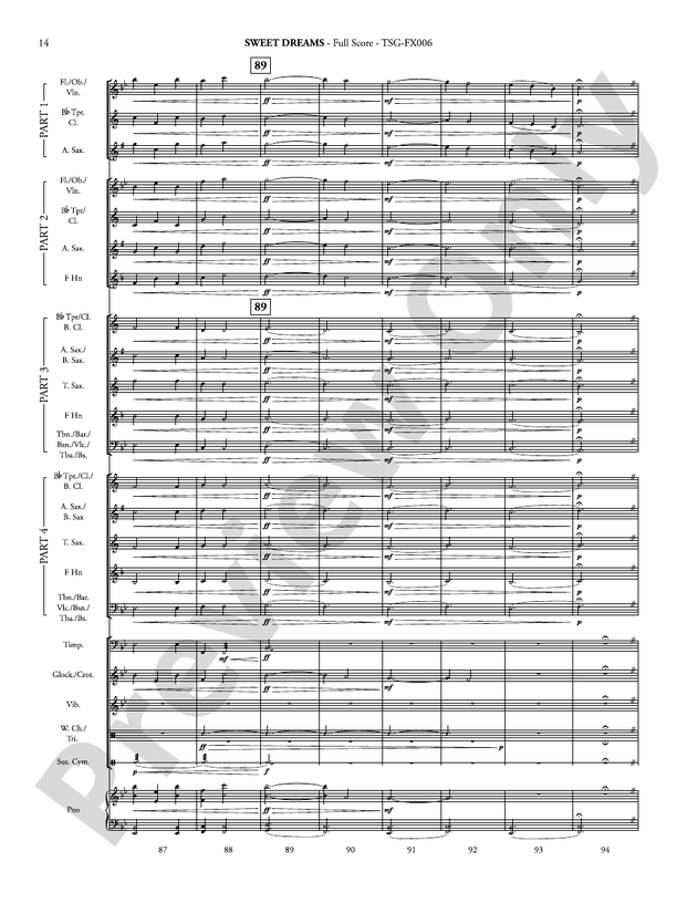Sweet Dreams (Flexible Arrangement) - Concert Band Conductor Score & Parts (Digital Download)