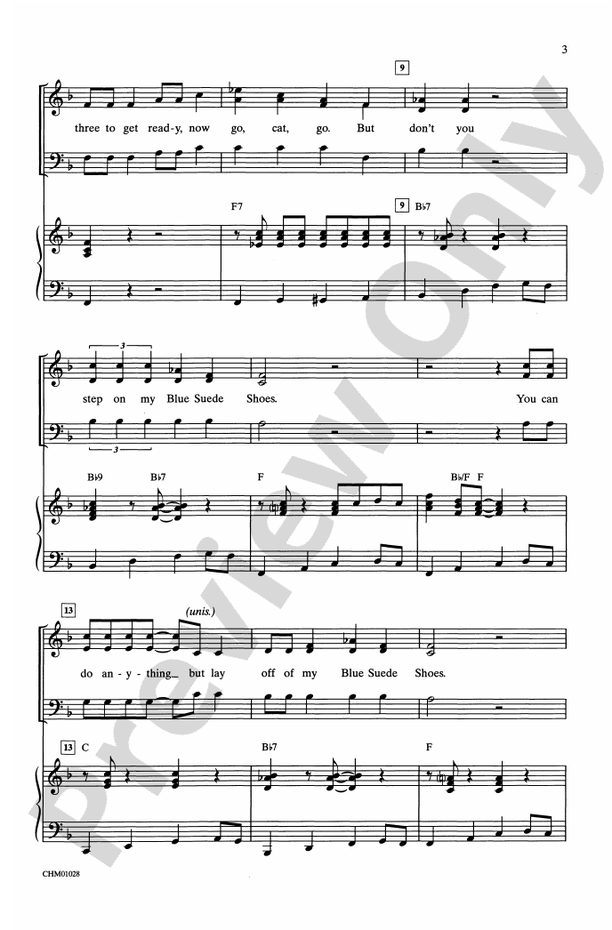 Blue Suede Shoes – 3-Part Mixed Choral Octavo (Digital Download)