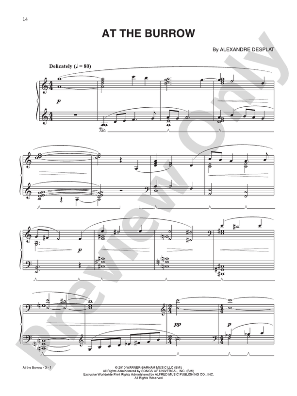 At the Burrow (from "Harry Potter & The Deathly Hallows: Part 1") - Piano (Digital Download)