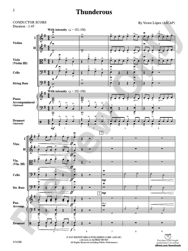 Thunderous - String Orchestra Conductor Score & Parts (Digital Download)